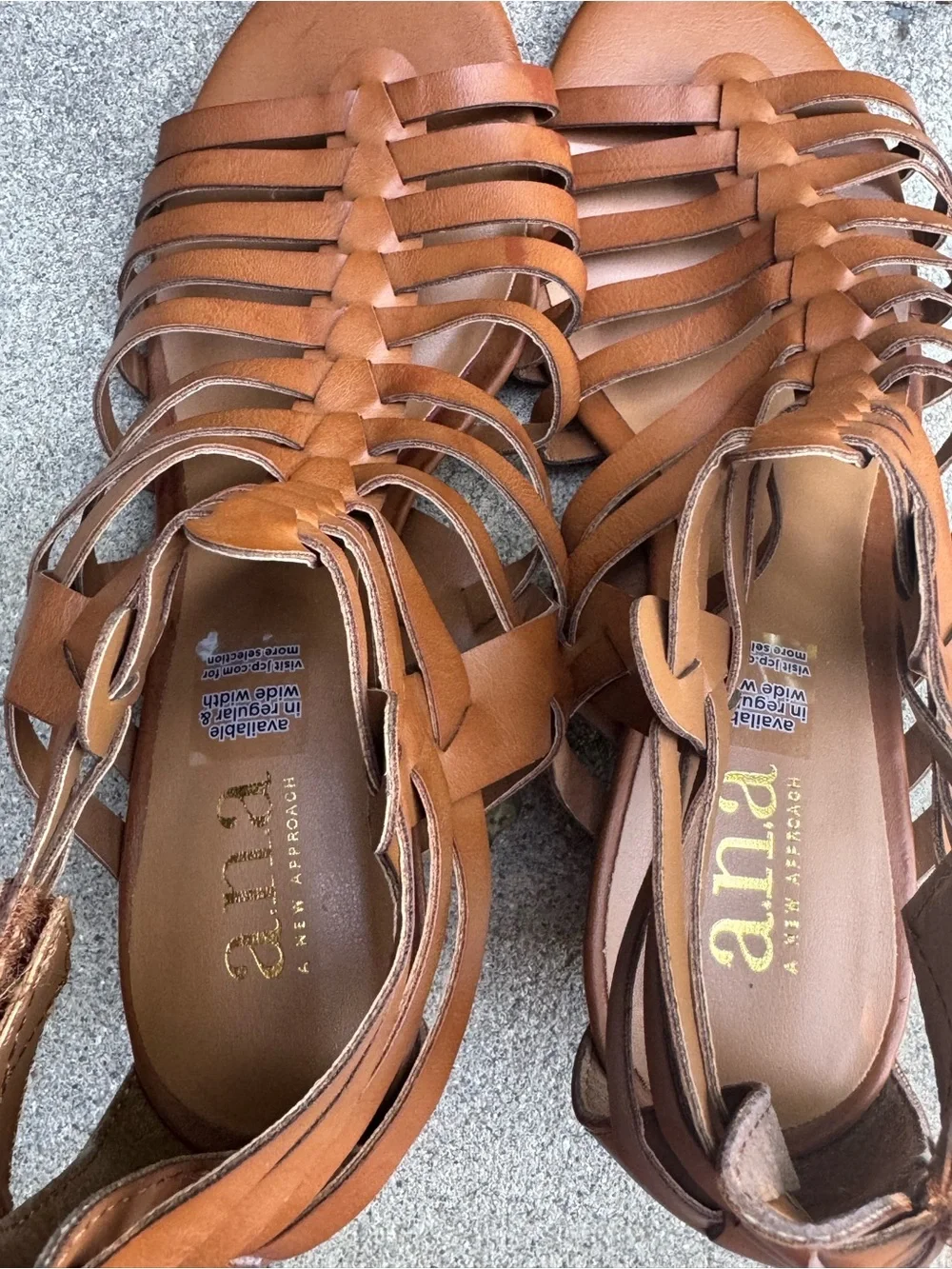 a.n.a Cognac Strappy Wedge Sandals 6.5 nwot - Picture 6 of 6
